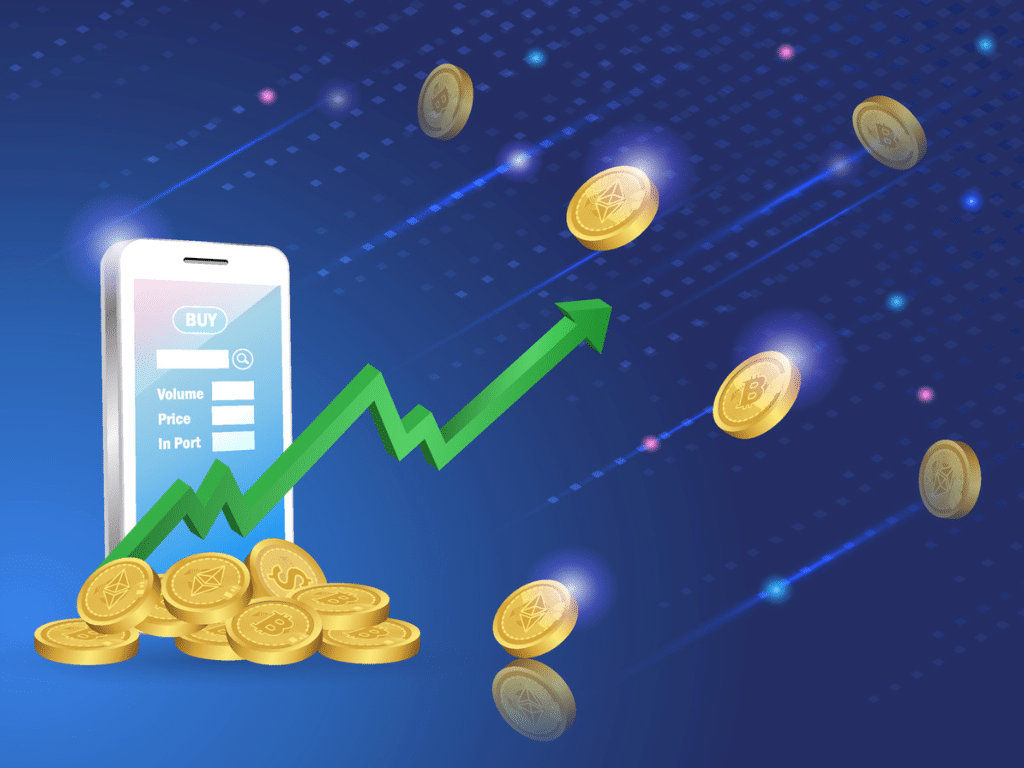 Defi cryptocurrency stock rising to the moon