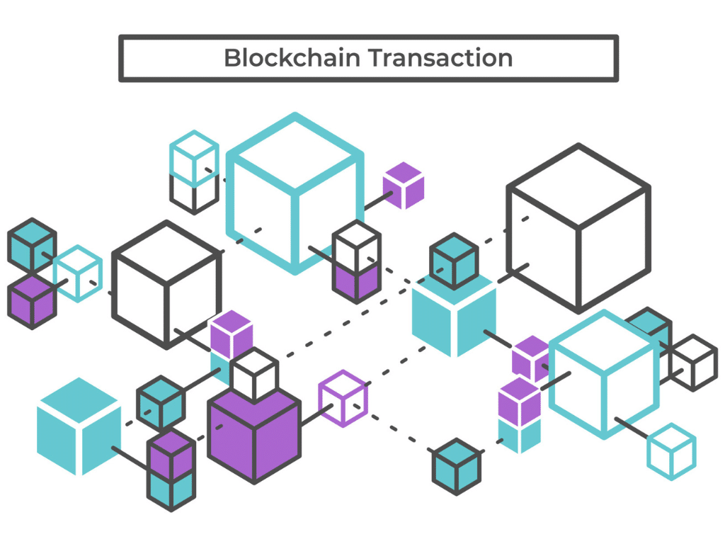 blockchain represented by interlocking squares