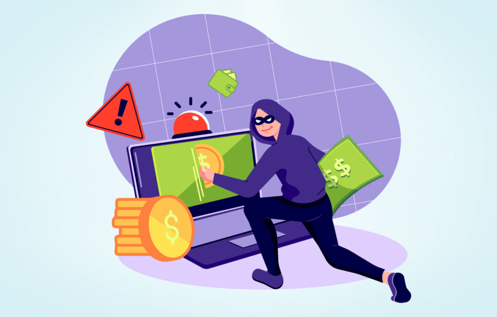 cyber hacking stealing money from a computer