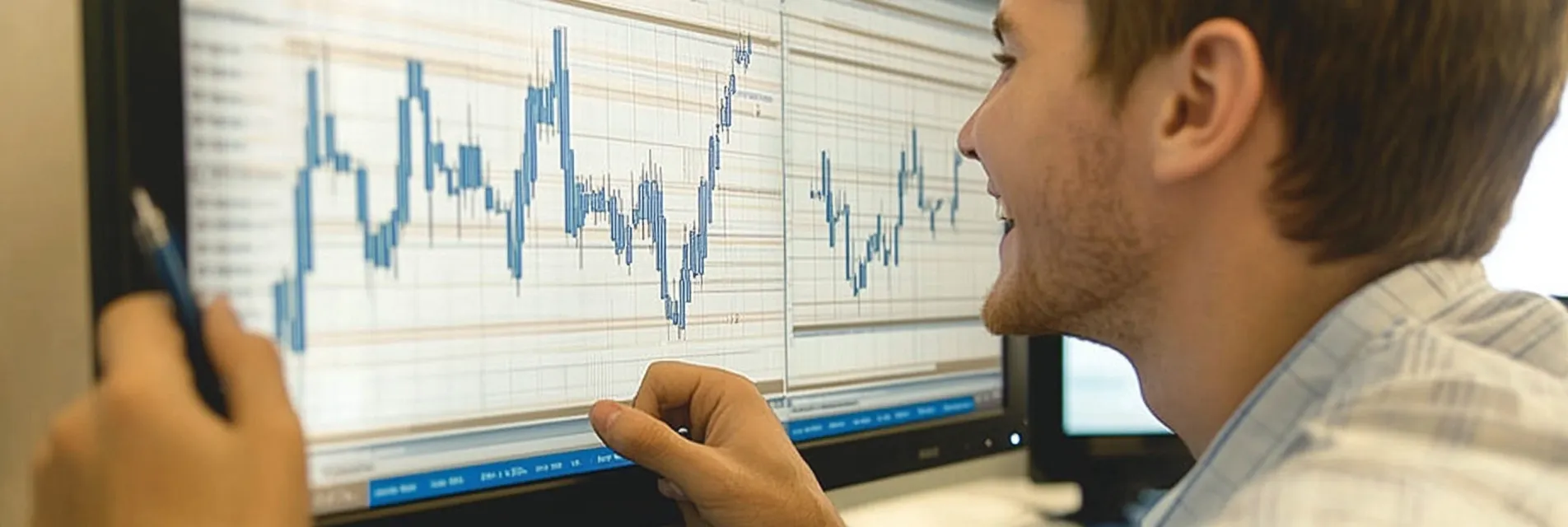 A young man trading meme tokens and the price