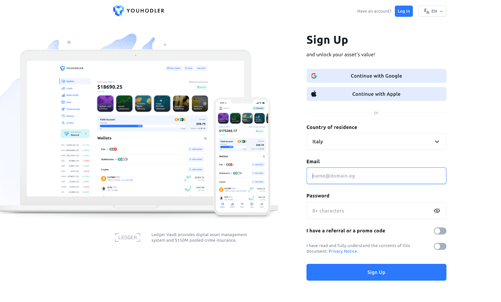 YouHolder Sign Up