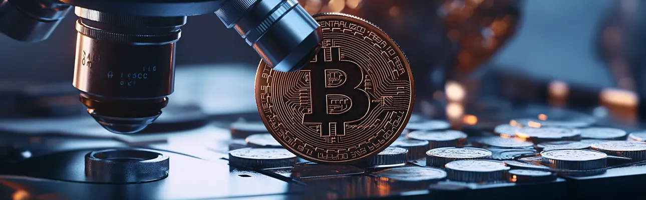 A healthcare company studying Bitcoin under a mic