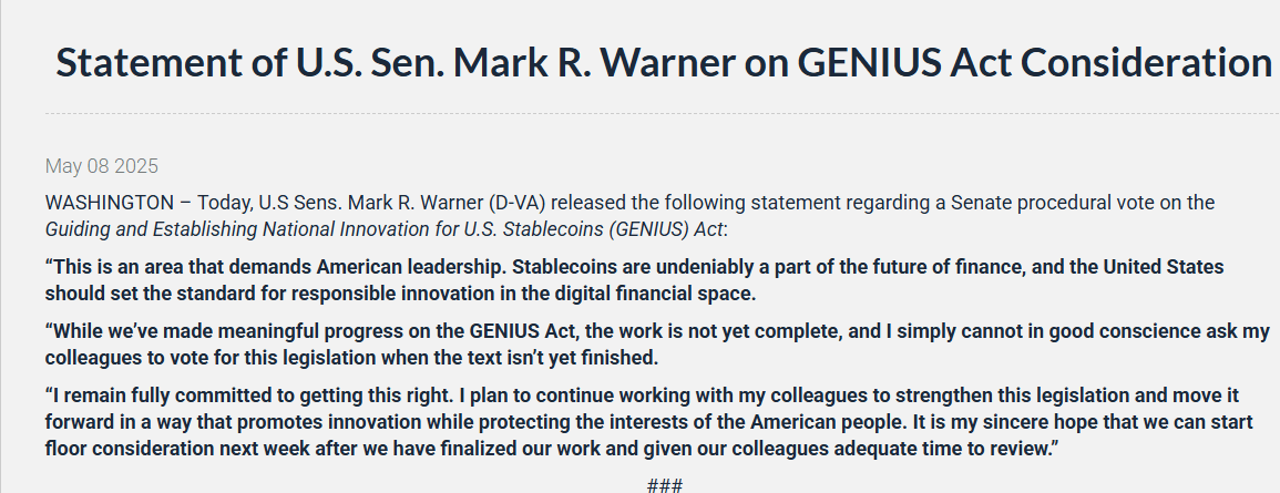 Statement of U.S Sen. Mark. R.