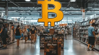 A large video game retailer with people